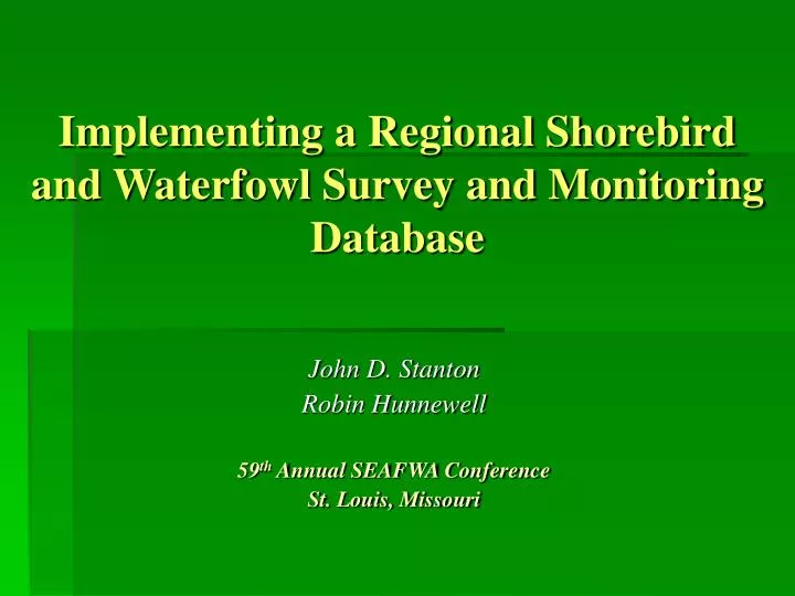 implementing a regional shorebird and waterfowl survey and monitoring database