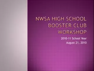 NWSA High School Booster Club Workshop