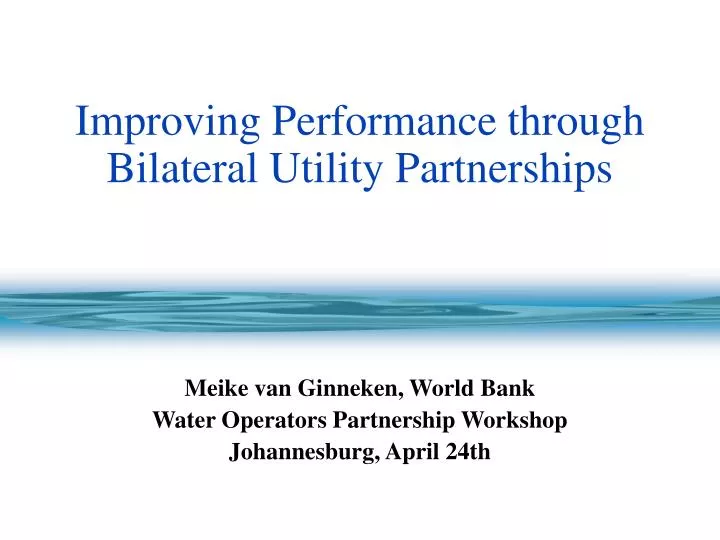 improving performance through bilateral utility partnerships