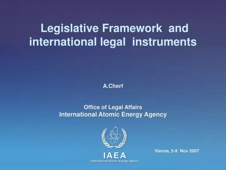 legislative framework and international legal instruments