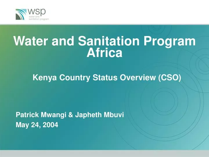 water and sanitation program africa kenya country status overview cso