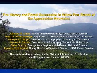 Fire History and Forest Succession in Yellow Pine Stands of the Appalachian Mountains