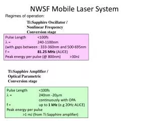 NWSF Mobile Laser System