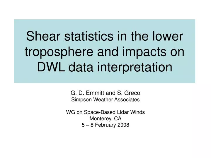 shear statistics in the lower troposphere and impacts on dwl data interpretation