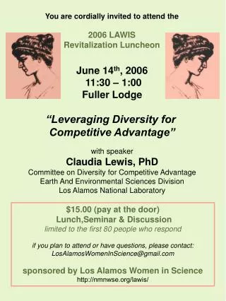 You are cordially invited to attend the 2006 LAWIS Revitalization Luncheon