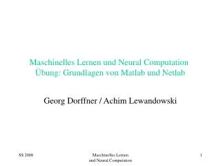 maschinelles lernen und neural computation bung grundlagen von matlab und netlab