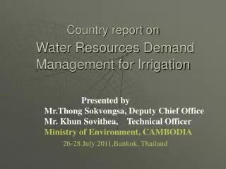Country report on Water Resources Demand Management for Irrigation