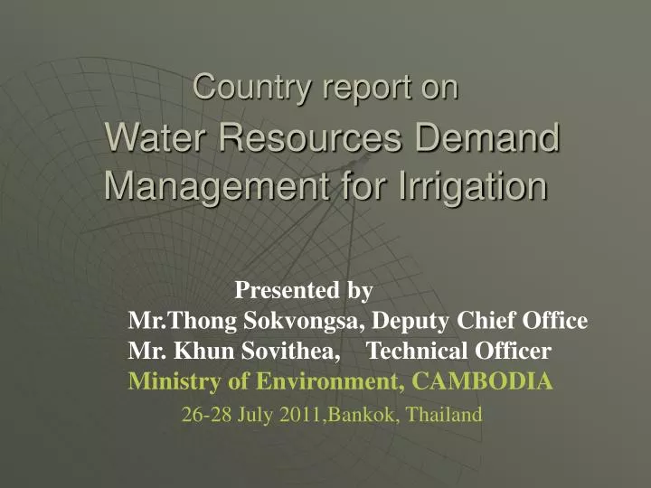 country report on water resources demand management for irrigation