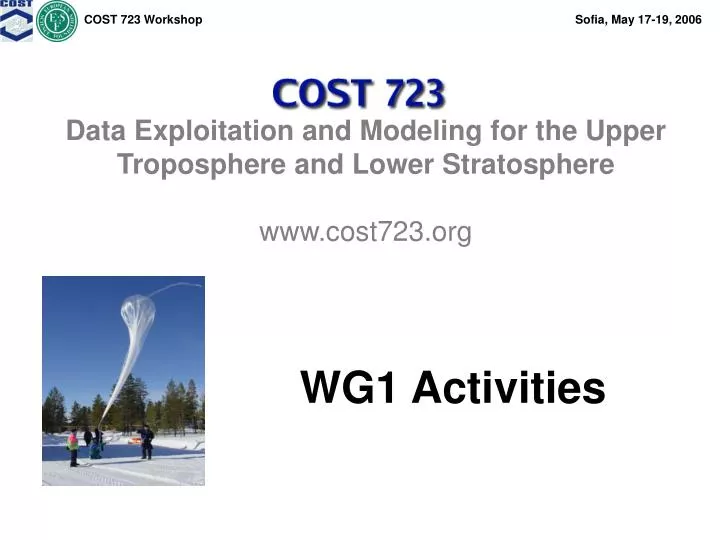 data exploitation and modeling for the upper troposphere and lower stratosphere www cost723 org