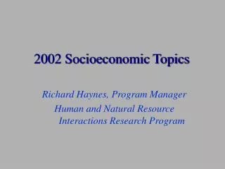 2002 Socioeconomic Topics