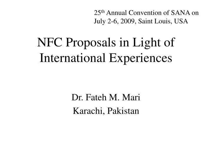 nfc proposals in light of international experiences