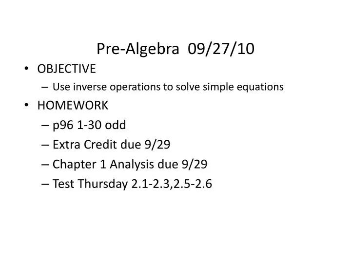 pre algebra 09 27 10