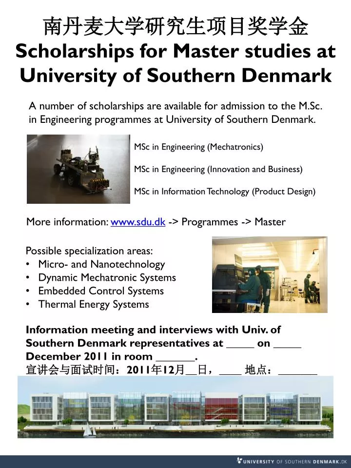scholarships for master studies at university of southern denmark