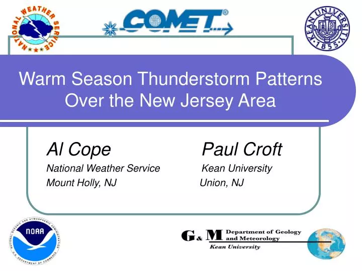 warm season thunderstorm patterns over the new jersey area