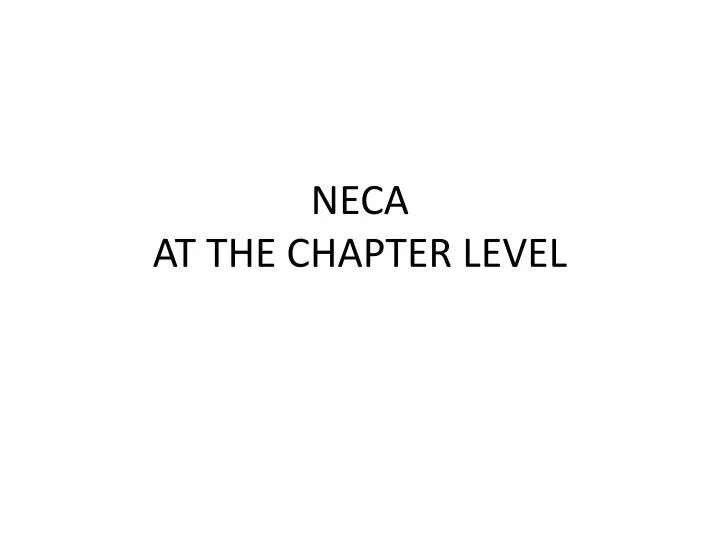 neca at the chapter level