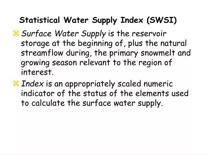 statistical water supply index swsi