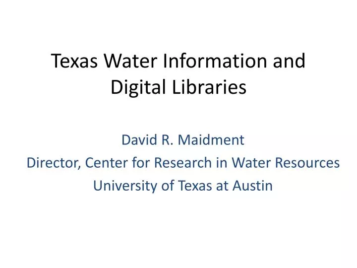 texas water information and digital libraries