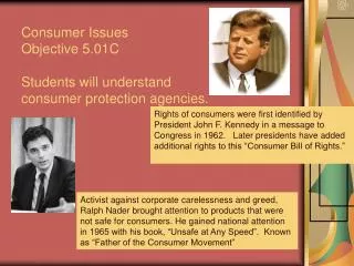 consumer issues objective 5 01c students will understand consumer protection agencies