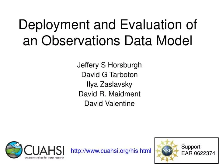 deployment and evaluation of an observations data model