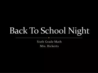 Back To School Night