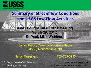 Summary of Streamflow Conditions and USGS Low-Flow Activities