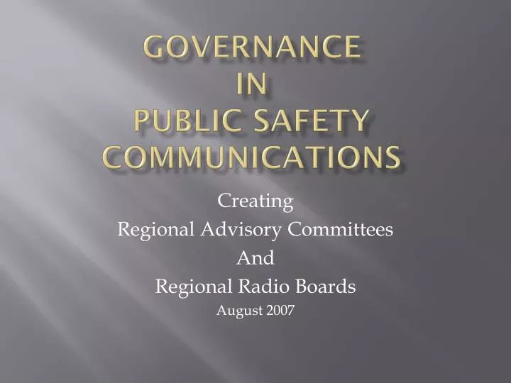 governance in public safety communications