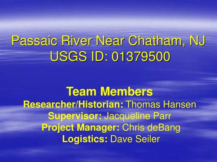 passaic river near chatham nj usgs id 01379500
