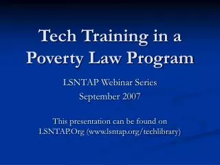 Tech Training in a Poverty Law Program