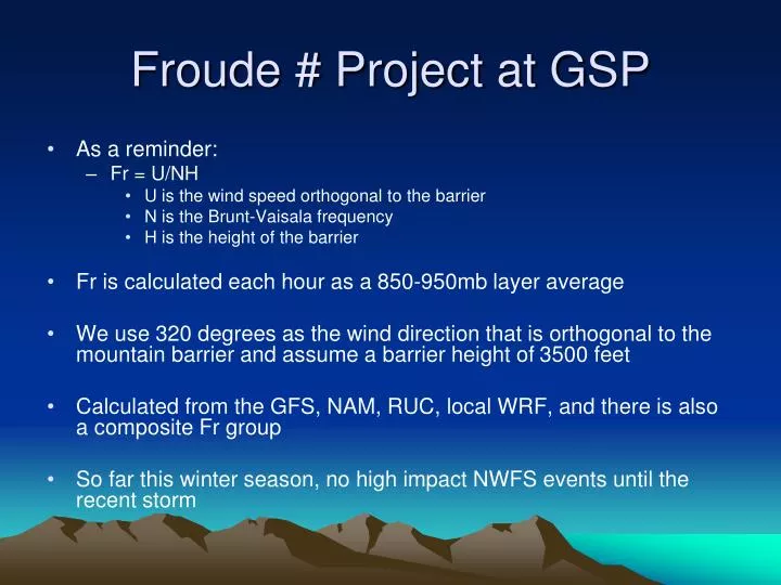 froude project at gsp