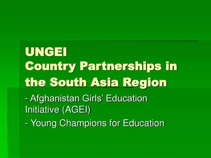 ungei country partnerships in the south asia region
