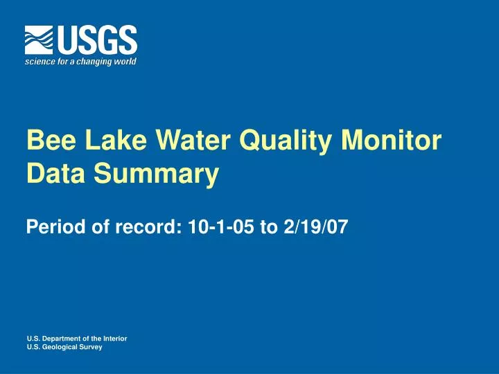bee lake water quality monitor data summary