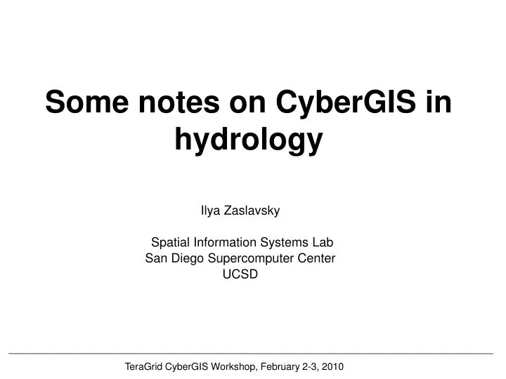 some notes on cybergis in hydrology