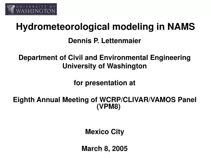 hydrometeorological modeling in nams