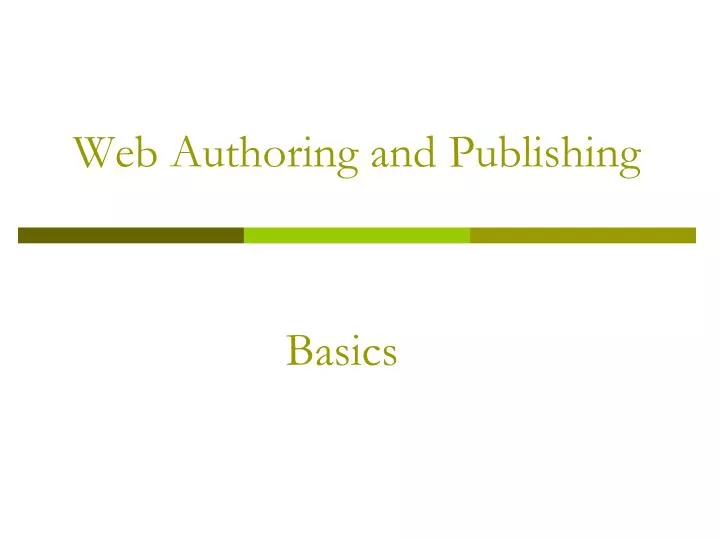 web authoring and publishing