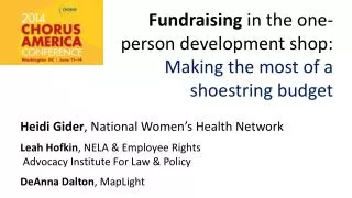 Fundraising in the one-person development s hop: Making the most of a shoestring budget