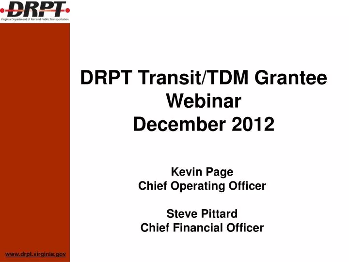 drpt transit tdm grantee webinar december 2012