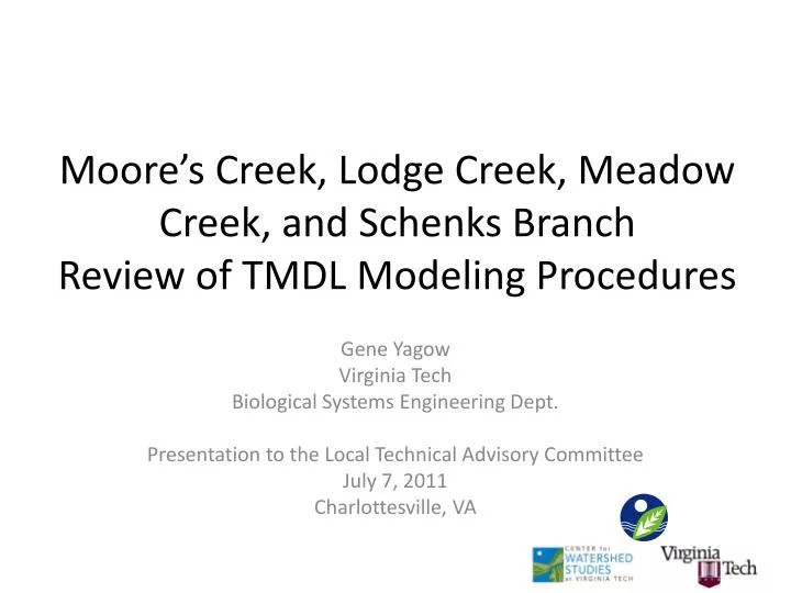 moore s creek lodge creek meadow creek and schenks branch review of tmdl modeling procedures