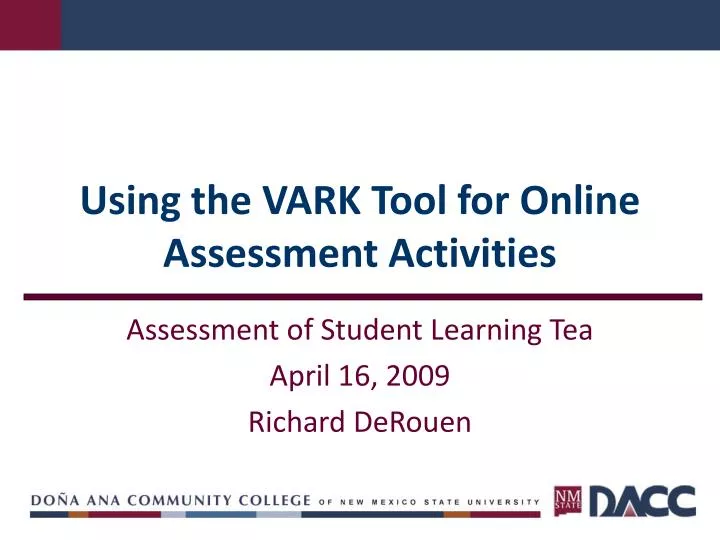 using the vark tool for online assessment activities