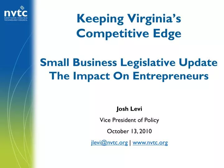 keeping virginia s competitive edge small business legislative update the impact on entrepreneurs