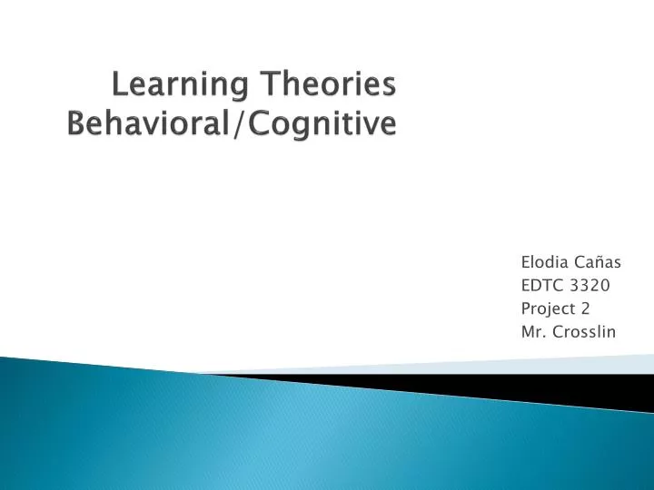 learning theories behavioral cognitive