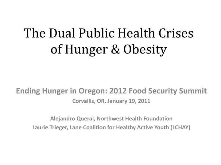 the dual public health crises of hunger obesity