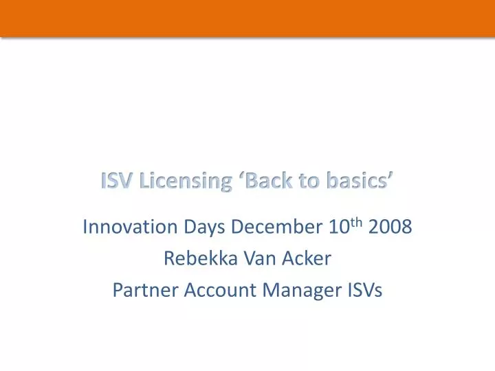 isv licensing back to basics