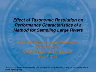 karen blocksom and joseph flotemersch epa ord nerl nwqm conference san jose ca may 11 2006