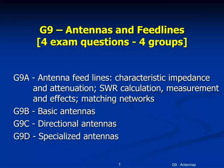 g9 antennas and feedlines 4 exam questions 4 groups