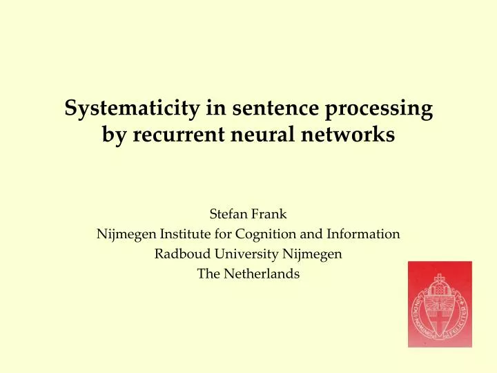 systematicity in sentence processing by recurrent neural networks