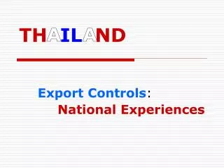 Export Controls : National Experiences