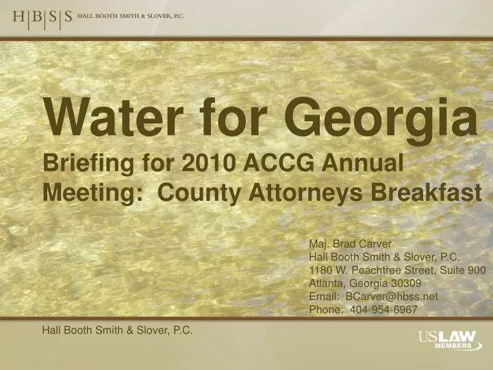 water for georgia briefing for 2010 accg annual meeting county attorneys breakfast