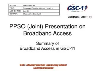 PPSO (Joint) Presentation on Broadband Access