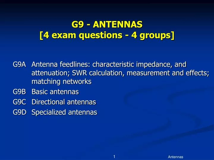 g9 antennas 4 exam questions 4 groups