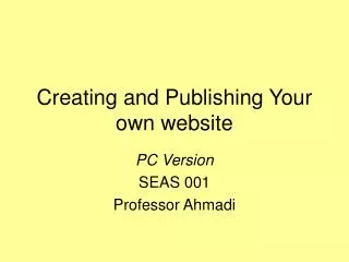 Creating and Publishing Your own website